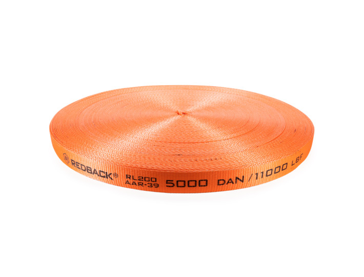 1 5/8" x 328' Woven Cord Lashing, 5000 DAN/ 11000 lbs. Break Strength, AAR Approved, Orange